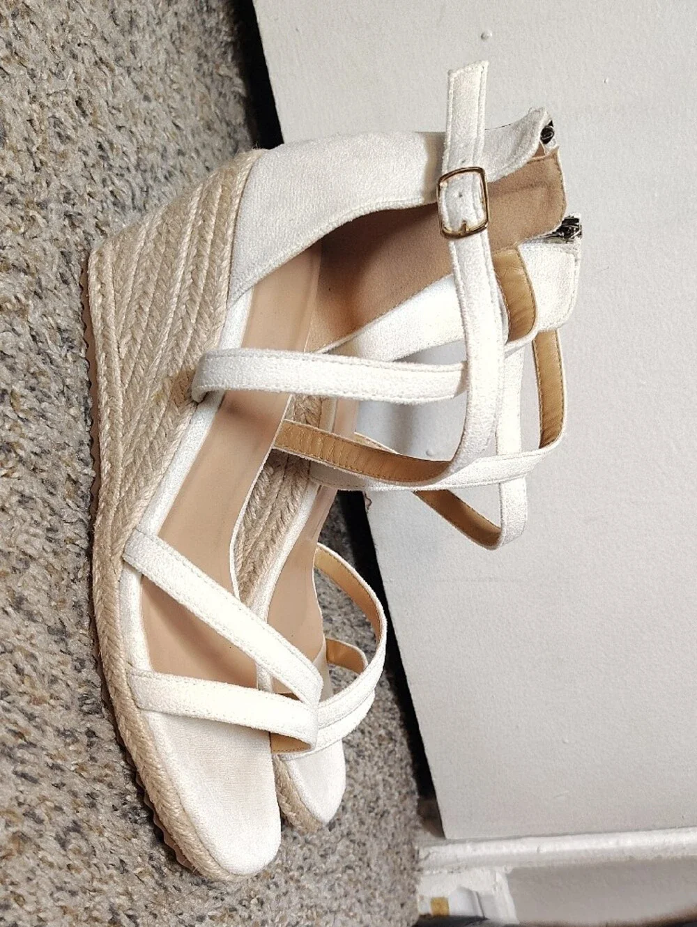 Women’s White Crisscross Espadrille Wedge Sandals